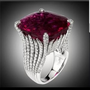 New female ruby gemstone silver wedding ring